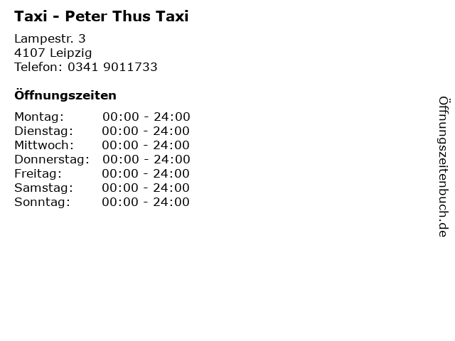 Taxi - Peter Thus Taxi in Leipzig: Adresse und Öffnungszeiten