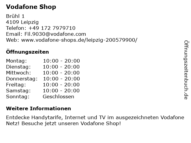 Vodafone Shop in Leipzig: Adresse und Öffnungszeiten