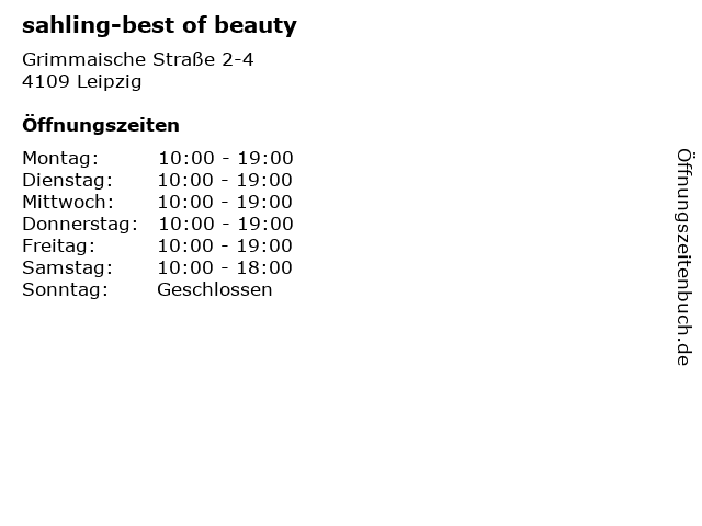 sahling-best of beauty in Leipzig: Adresse und Öffnungszeiten