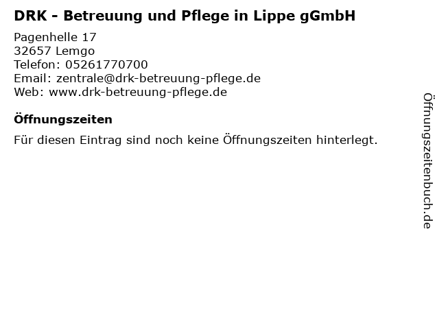 DRK - Betreuung und Pflege in Lippe gGmbH in Lemgo: Adresse und Öffnungszeiten