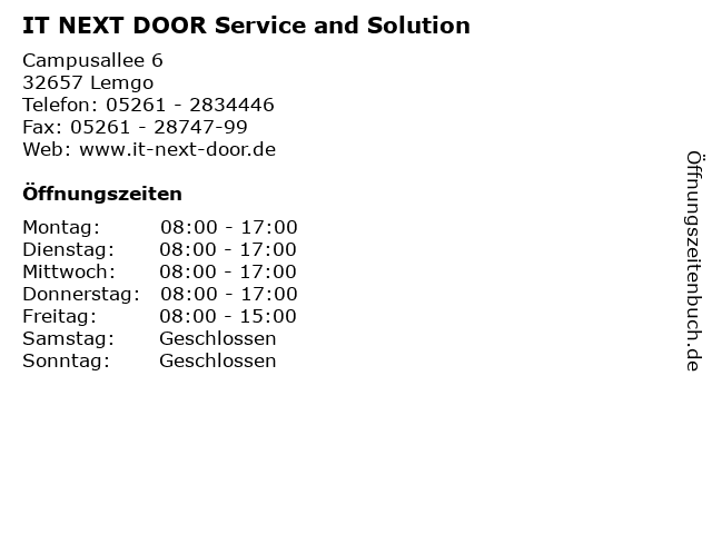 IT NEXT DOOR Service and Solution in Lemgo: Adresse und Öffnungszeiten