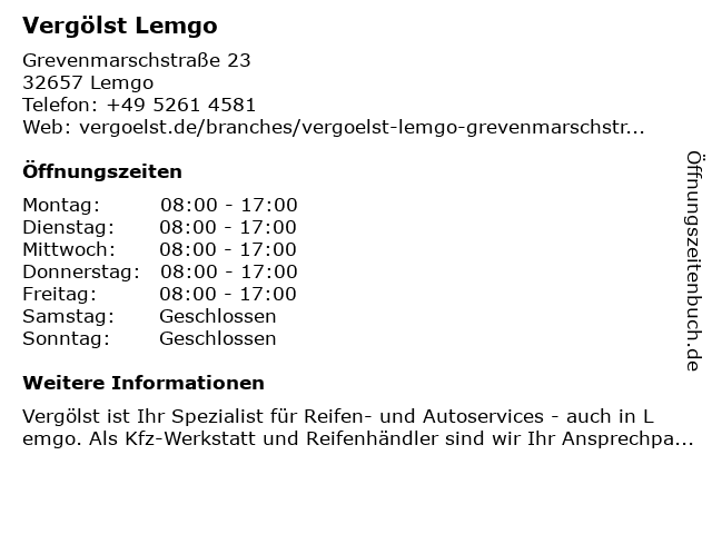 Vergölst Lemgo in Lemgo: Adresse und Öffnungszeiten