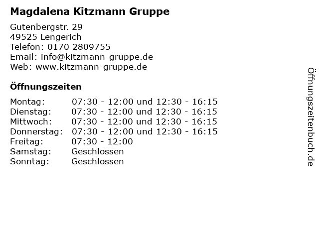Magdalena Kitzmann Gruppe in Lengerich: Adresse und Öffnungszeiten