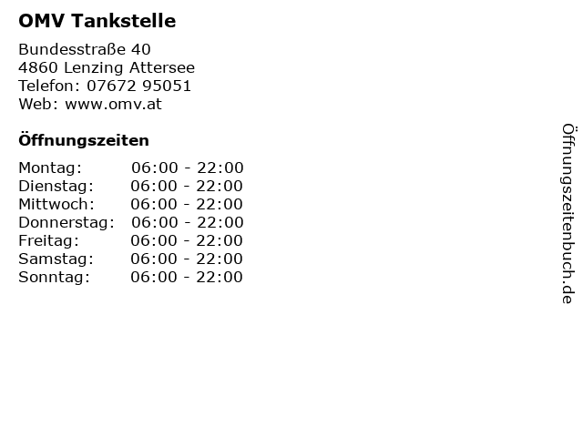 OMV Tankstelle in Lenzing Attersee: Adresse und Öffnungszeiten