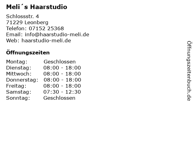Meli´s Haarstudio in Leonberg: Adresse und Öffnungszeiten