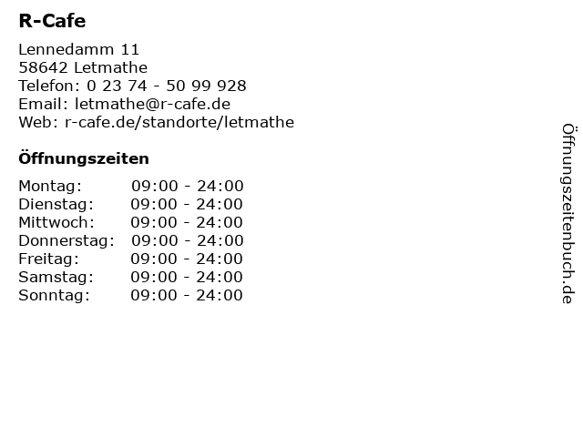 ᐅ RCafe in Letmathe Telefonnummer Öffnungszeiten Adresse