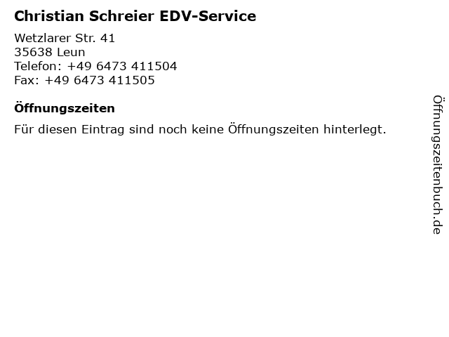 Christian Schreier EDV-Service in Leun: Adresse und Öffnungszeiten
