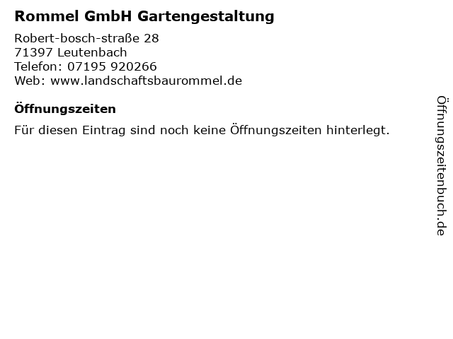 Rommel GmbH Gartengestaltung in Leutenbach: Adresse und Öffnungszeiten