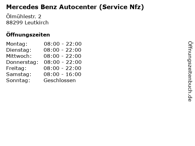 Mercedes Benz Autocenter (Service Nfz) in Leutkirch: Adresse und Öffnungszeiten