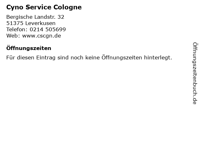 Cyno Service Cologne in Leverkusen: Adresse und Öffnungszeiten