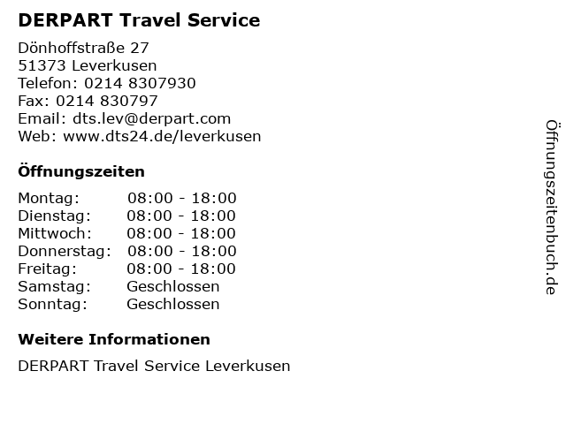 DERPART Travel Service in Leverkusen: Adresse und Öffnungszeiten