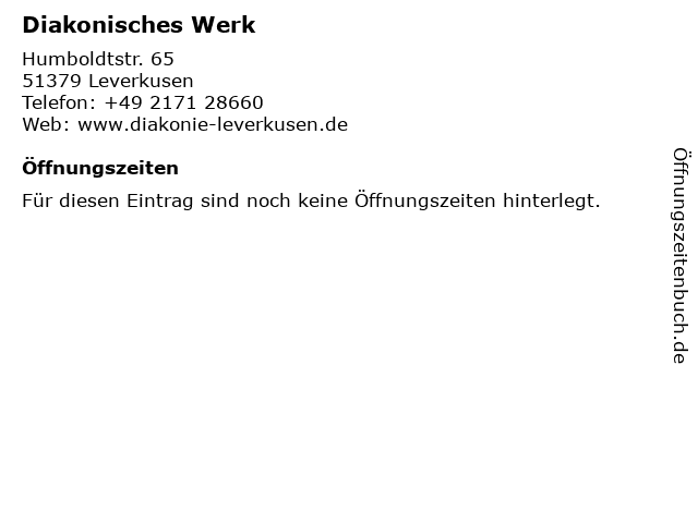 Diakonisches Werk in Leverkusen: Adresse und Öffnungszeiten