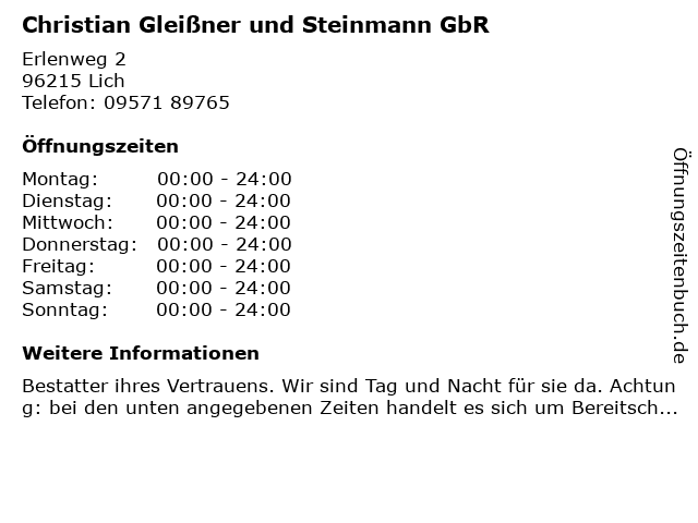 Christian Gleißner und Steinmann GbR in Lich: Adresse und Öffnungszeiten