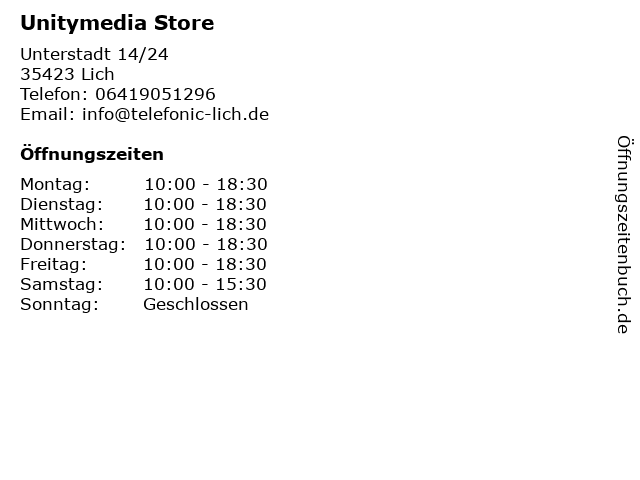Unitymedia Store in Lich: Adresse und Öffnungszeiten