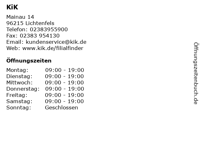 KiK in Lichtenfeld: Adresse und Öffnungszeiten