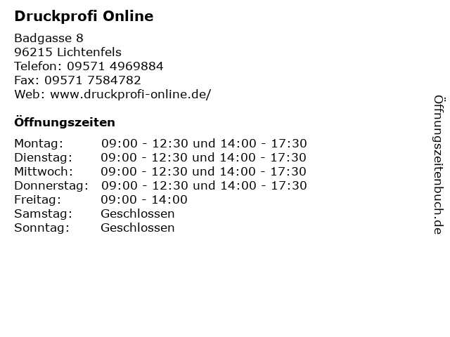 Druckprofi Online in Lichtenfels: Adresse und Öffnungszeiten
