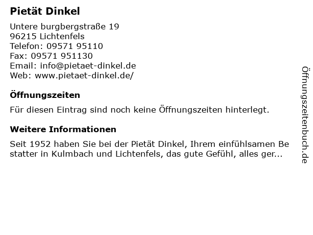 Pietät Dinkel in Lichtenfels: Adresse und Öffnungszeiten