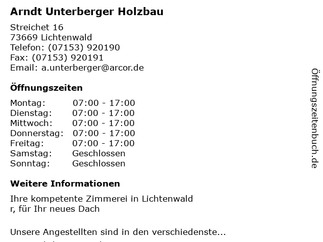 Arndt Unterberger Holzbau in Lichtenwald: Adresse und Öffnungszeiten