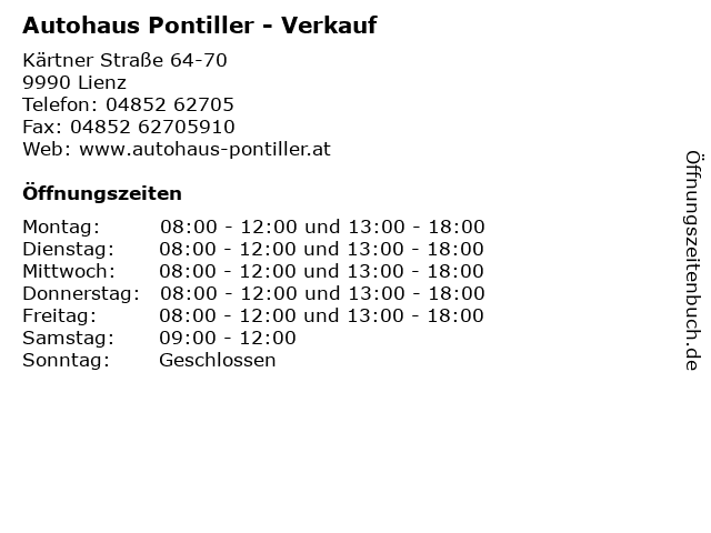 Autohaus Pontiller - Verkauf in Lienz: Adresse und Öffnungszeiten