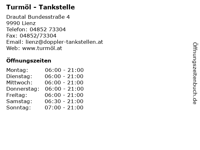 Turmöl - Tankstelle in Lienz: Adresse und Öffnungszeiten