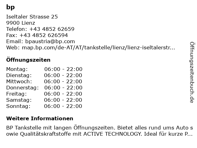 bp in Lienz: Adresse und Öffnungszeiten