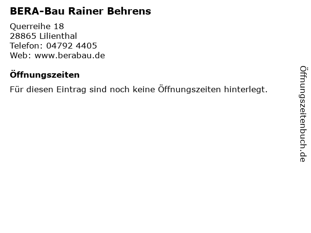 BERA-Bau Rainer Behrens in Lilienthal: Adresse und Öffnungszeiten