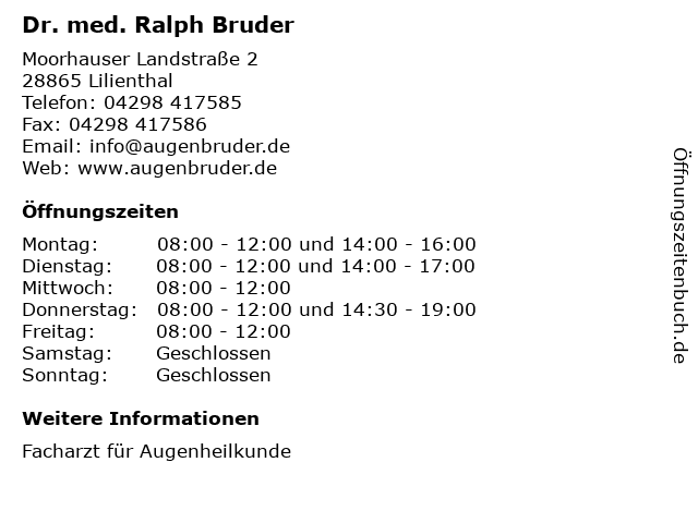 Dr. med. Ralph Bruder in Lilienthal: Adresse und Öffnungszeiten