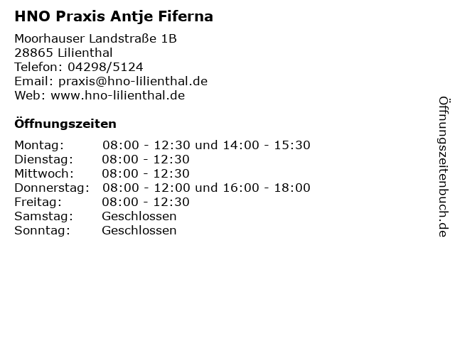 HNO Praxis Antje Fiferna in Lilienthal: Adresse und Öffnungszeiten