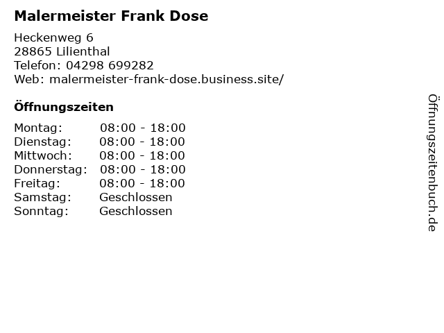 Malermeister Frank Dose in Lilienthal: Adresse und Öffnungszeiten