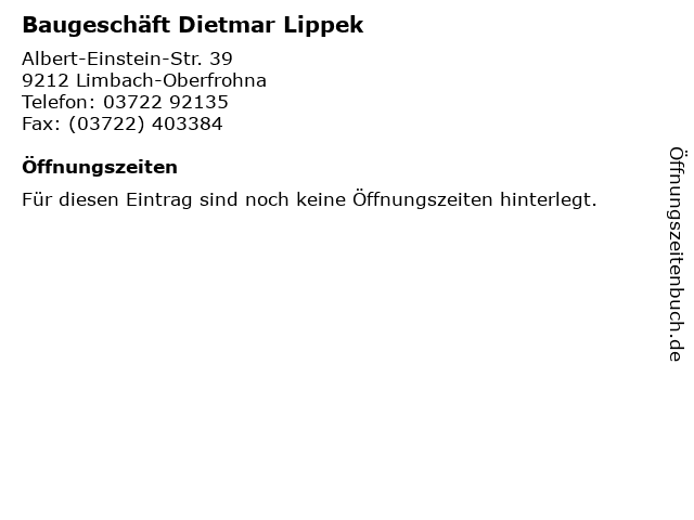 Baugeschäft Dietmar Lippek in Limbach-Oberfrohna: Adresse und Öffnungszeiten