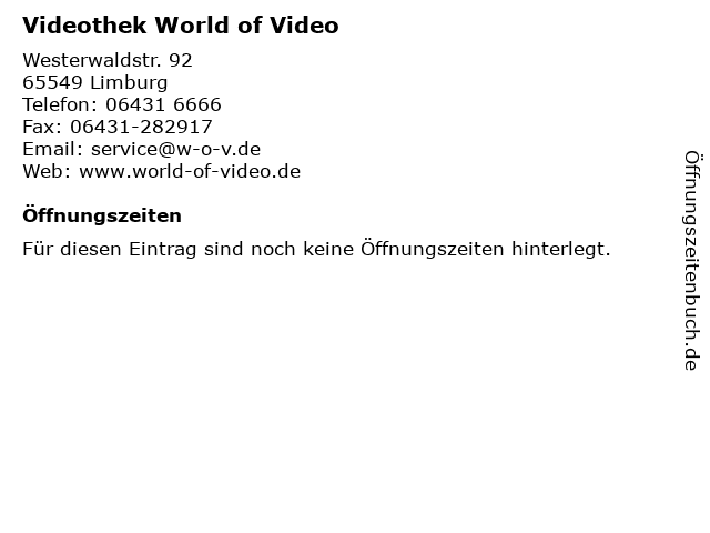 Videothek World of Video in Limburg: Adresse und Öffnungszeiten