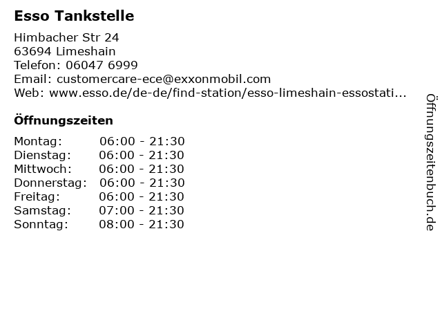 Esso Tankstelle in Limeshain: Adresse und Öffnungszeiten