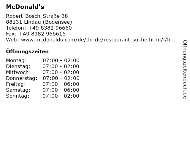 McDonald's in Lindau (Bodensee): Adresse und Öffnungszeiten