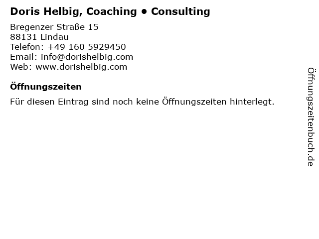 Doris Helbig, Coaching • Consulting in Lindau: Adresse und Öffnungszeiten