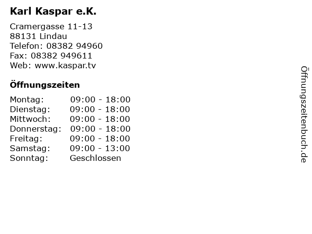 Karl Kaspar e.K. in Lindau: Adresse und Öffnungszeiten