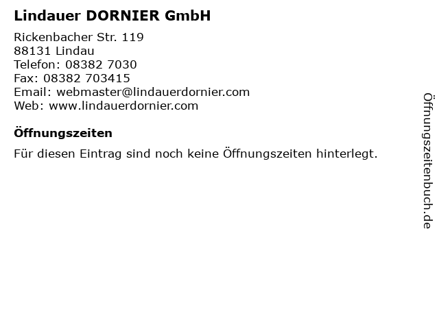 Lindauer DORNIER GmbH in Lindau: Adresse und Öffnungszeiten