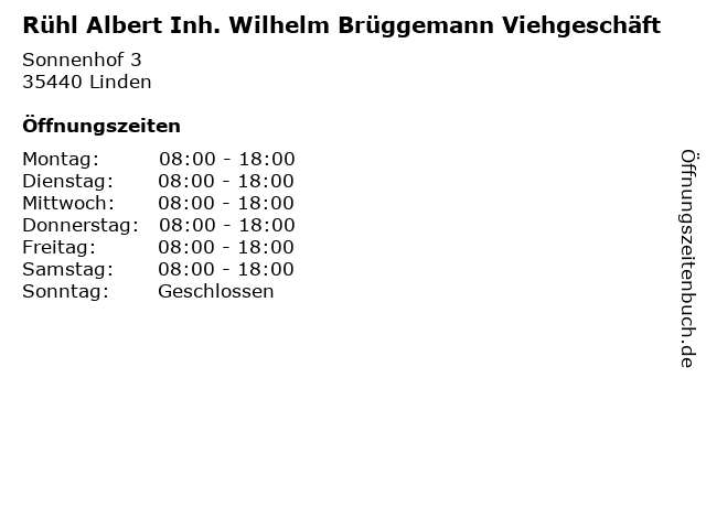 Rühl Albert Inh. Wilhelm Brüggemann Viehgeschäft in Linden: Adresse und Öffnungszeiten