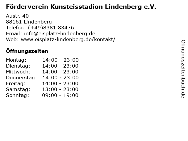 Förderverein Kunsteisstadion Lindenberg e.V. in Lindenberg: Adresse und Öffnungszeiten