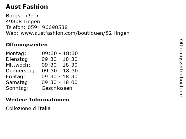 Aust Fashion in Lingen: Adresse und Öffnungszeiten