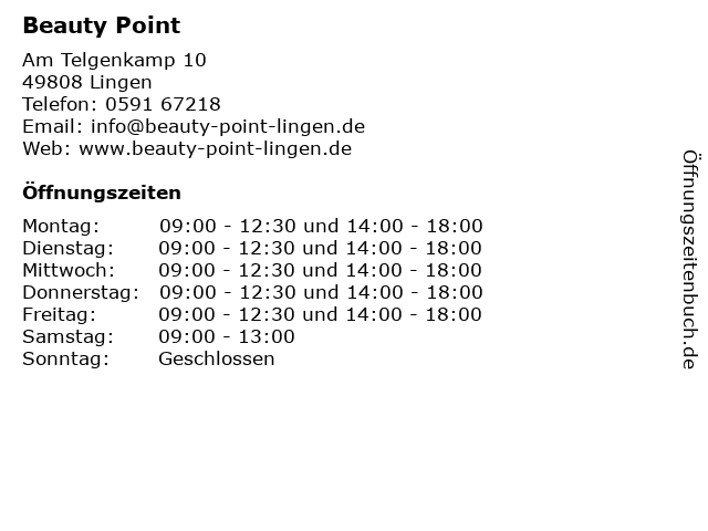 Beauty Point in Lingen: Adresse und Öffnungszeiten