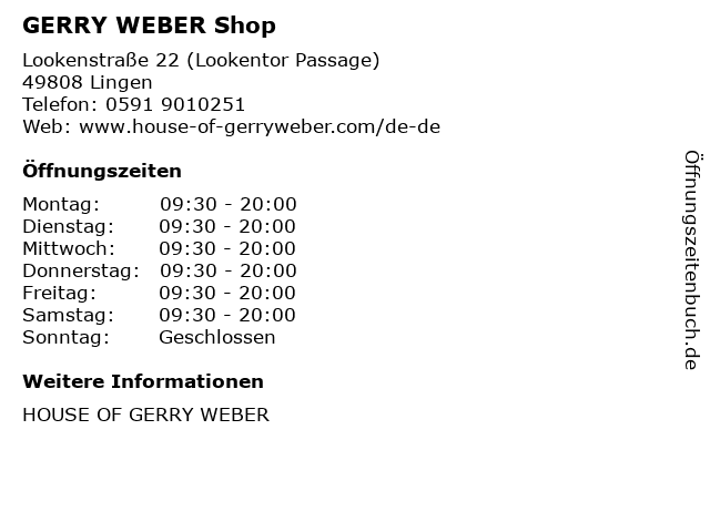 GERRY WEBER Shop in Lingen: Adresse und Öffnungszeiten