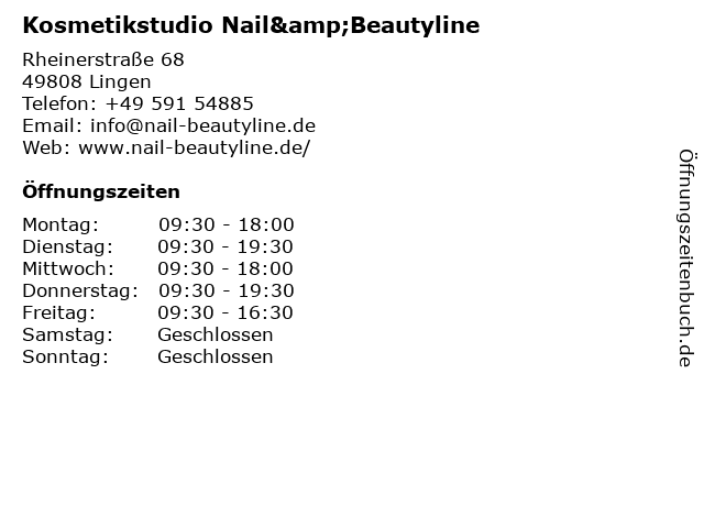 Kosmetikstudio Nail&Beautyline in Lingen: Adresse und Öffnungszeiten