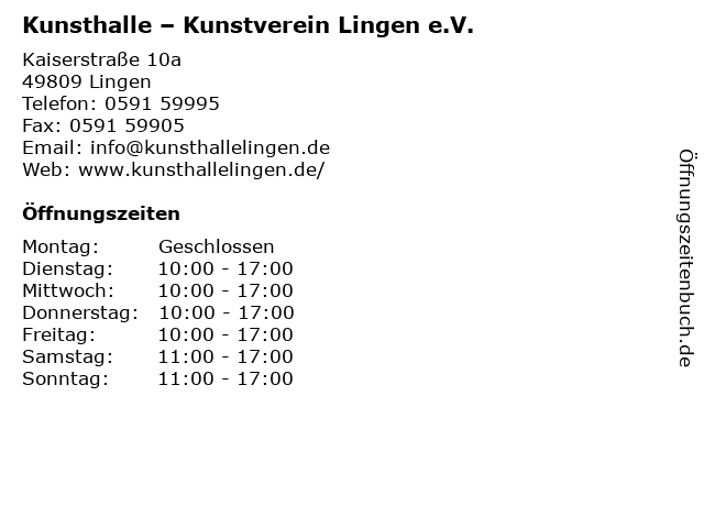 Kunsthalle – Kunstverein Lingen e.V. in Lingen: Adresse und Öffnungszeiten