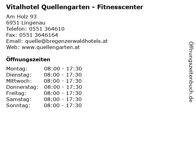 Vitalhotel Quellengarten - Fitnesscenter in Lingenau: Adresse und Öffnungszeiten