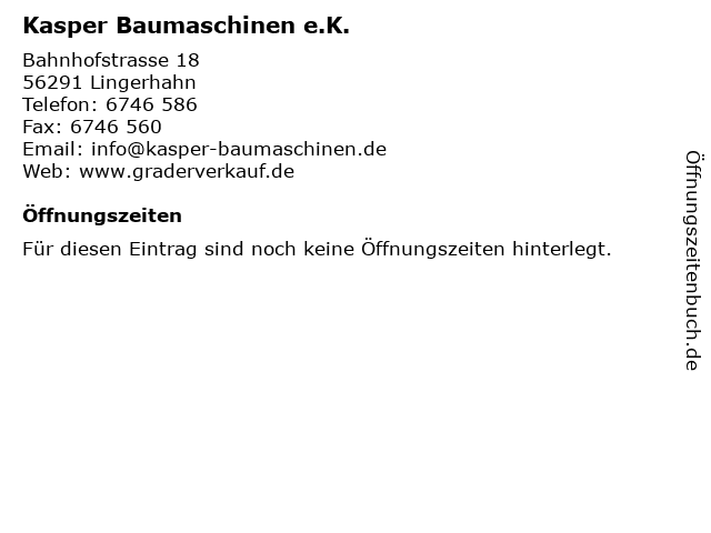 Kasper Baumaschinen e.K. in Lingerhahn: Adresse und Öffnungszeiten