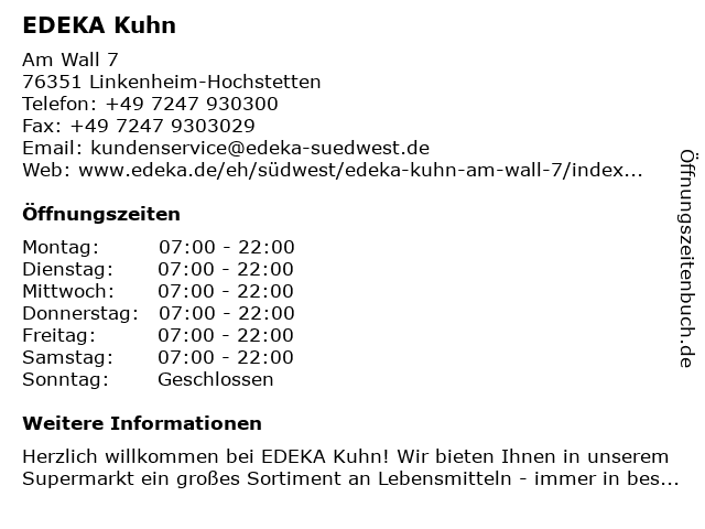 EDEKA Kuhn in Linkenheim-Hochstetten: Adresse und Öffnungszeiten