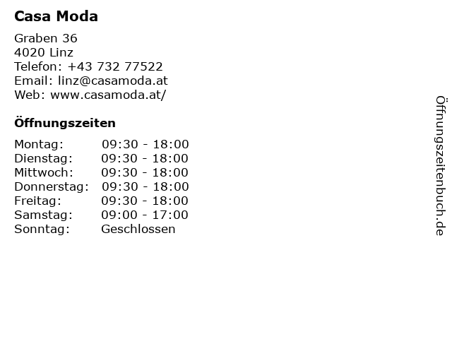 ᐅ „Casa Moda“ Graben 36 Linz