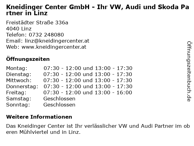 Kneidinger Center GmbH in Linz: Adresse und Öffnungszeiten