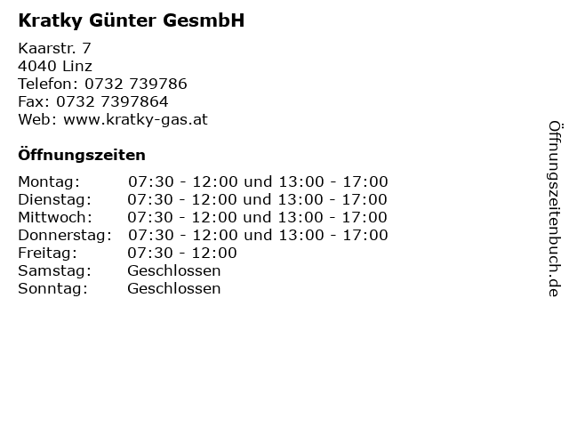 Kratky Günter GesmbH in Linz: Adresse und Öffnungszeiten