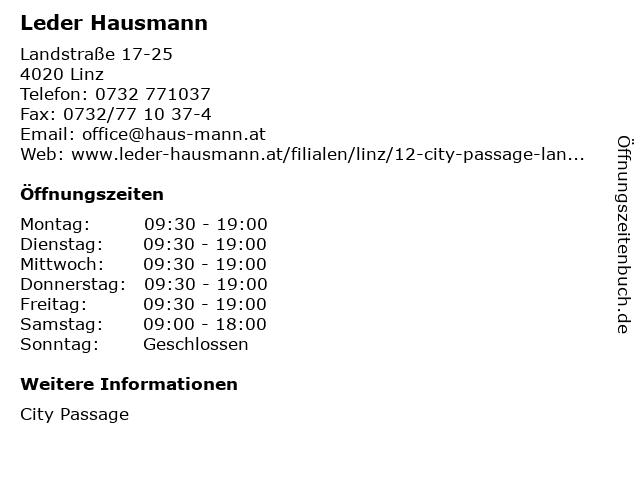 Leder Hausmann in Linz: Adresse und Öffnungszeiten